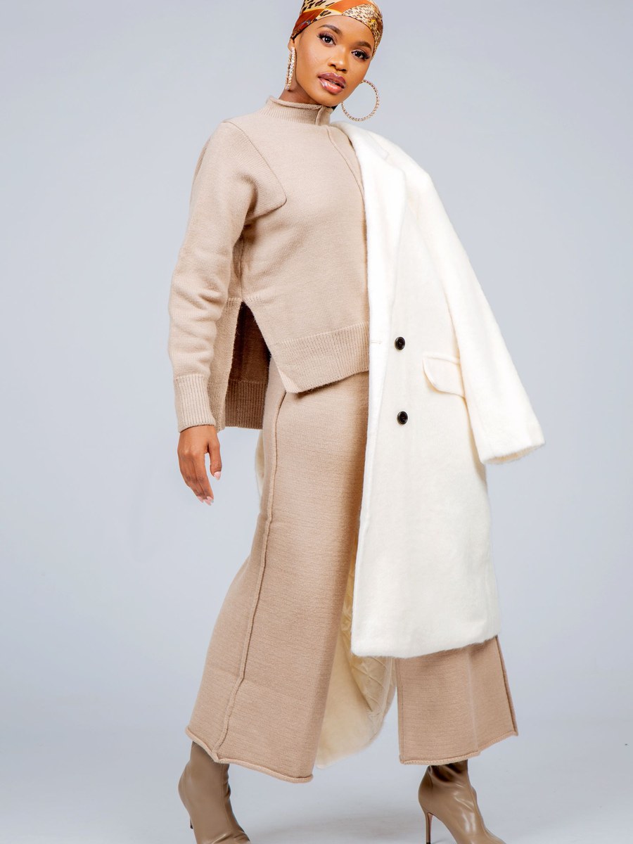 Conjunto de tricô areia
