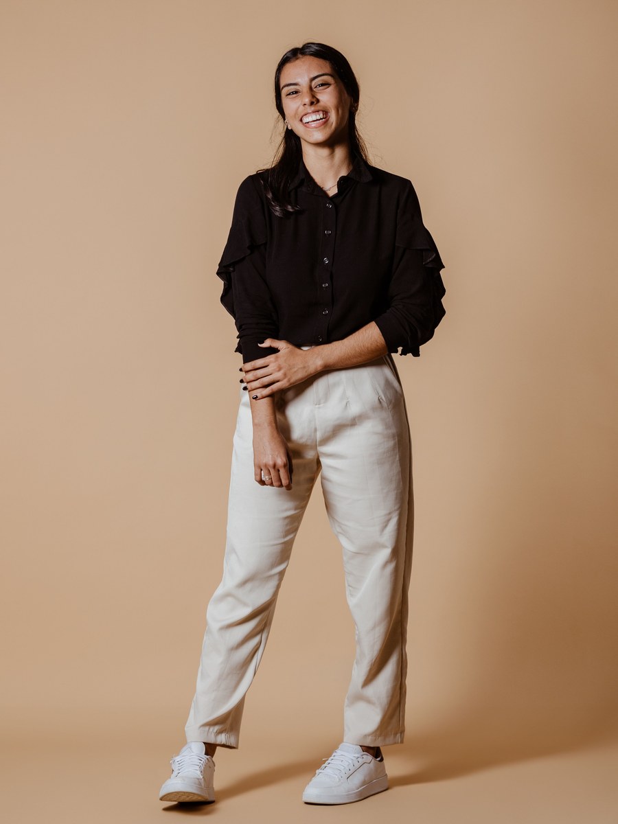Look camisa e calça reta